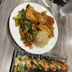 ZEN Japanese Grill & Sushi Bistro - Hibachi Salmon and Dragon Roll