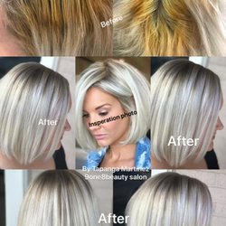 9one8 Beauty Salon & Spa - Color before and after with inspiration pic!