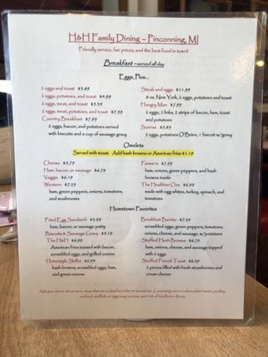 Menu photo 5 H & H Bakery & Restaurant Pinconning, MI