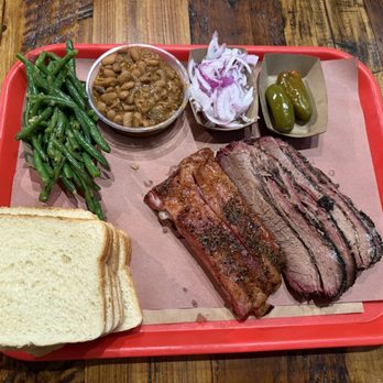 Terry Black's Barbecue - Pork ribs, brisket, beans, green beans - Barbeque Near Me - Austin, Texas