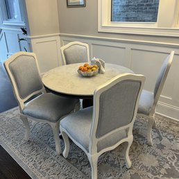 My newly reupholstered kitchen chairs