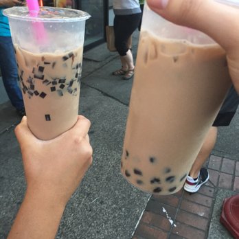 Seattle Best Tea - Left black MT with grass jelly and right lychee MT with tapioca - Coffee & Tea Near Me - Seattle, Washington