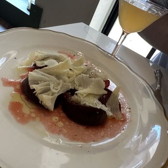 Her Place - Fresh plum salad with tete de moine - French Near Me - Philadelphia, Pennsylvania Her Place - Fresh plum salad with tete de moine - French Near Me - Philadelphia, Pennsylvania