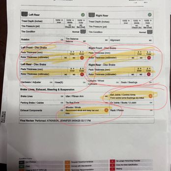 Mr. Tire Auto Service Centers - Cont. Of diagnostic from 2nd store reflecting that I shouldve been told this from PHEONIX but somehow they missed ALL of this!! - Tires Near Me - Asheville, North Carolina Mr. Tire Auto Service Centers - Cont. Of diagnostic from 2nd store reflecting that I shouldve been told this from PHEONIX but somehow they missed ALL of this!! - Tires Near Me - Asheville, North Carolina