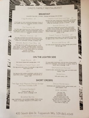 Menu photo 4 Dad's Family Restaurant Toppenish, WA Menu photo 4 Dad's Family Restaurant Toppenish, WA