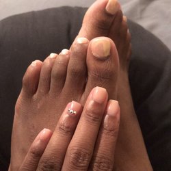 Fingerpaints Nail Studio - Pedicure with chrome and acrylic overlay on my natural nails. All done at Fingerpaints!