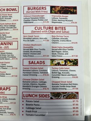 Menu photo 4 Hideout Cafe Woodland Hills, CA