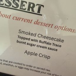 Dessert menu - partial Dessert menu - partial