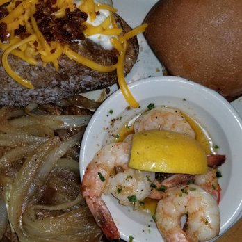 Texas Roadhouse - Ribeye, baked potatoe, shrimp and a salad, that I demolished before my food came out - American Near Me - Mesa, Arizona Texas Roadhouse - Ribeye, baked potatoe, shrimp and a salad, that I demolished before my food came out - American Near Me - Mesa, Arizona