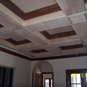 Birch Ply Wood Lined Coffered Ceiling For The Purpose Of Staining