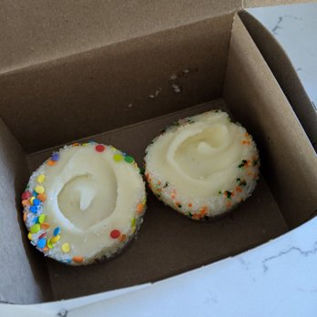 Ramona Susan's Bake Shop - Left birthday cake, right carrot cake. I tripped on the way home so that's why carrot cake looks a little smushed - Cupcakes Near Me - Philadelphia, Pennsylvania Ramona Susan's Bake Shop - Left birthday cake, right carrot cake. I tripped on the way home so that's why carrot cake looks a little smushed - Cupcakes Near Me - Philadelphia, Pennsylvania