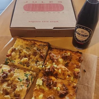 Jules Thin Crust - Potato Carbonara pizza and Lovebird's Nashville Hot pizza - Pizza Near Me - Jenkintown, Pennsylvania