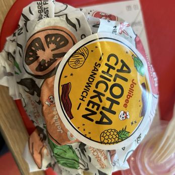 Jollibee - Cute sticker for the sandwich makes you want to dive in - Fast Food Near Me - Vallejo, California