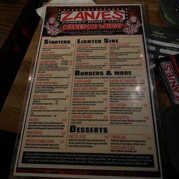 Zanies - Menu - Comedy Clubs Near Me - Nashville, Tennessee