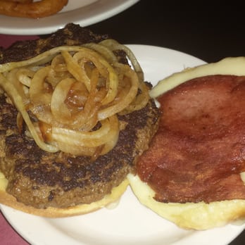 Krug's Tavern - My taylorham (swiss) cheese burger quaintly topped with onions. - Dive Bars Near Me - Newark, New Jersey