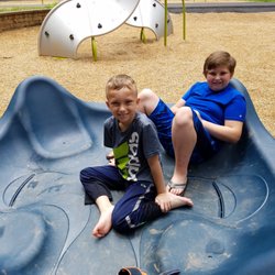Idlewild Road Park - Boys in a giant fidget spinner!