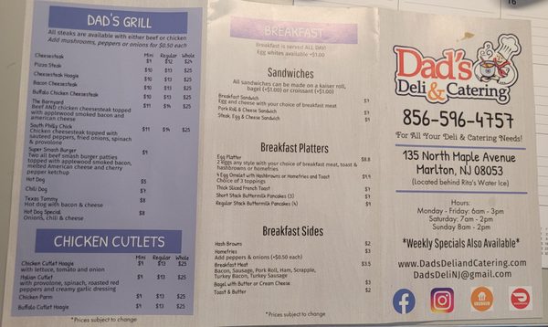 Menu photo 2 Dad's Deli & Catering Marlton, NJ Menu photo 2 Dad's Deli & Catering Marlton, NJ
