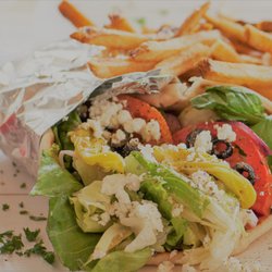 Demo's Greek Food - salata wrap fresh cut fries