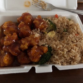 Bamboo Garden - Orange chicken with a bite out of it - Chinese Near Me - Fort Wayne, Indiana