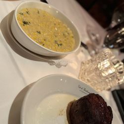 Filet Mignon* and Croissant Bread Pudding