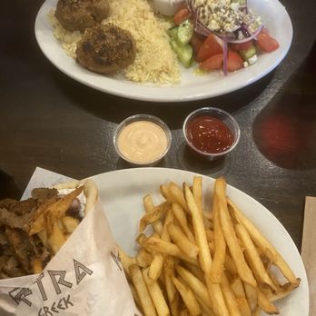 Petra Greek - Beeftekia Plate above and gyro pita below. Both were fine, but they didn't feel authentic. Flavors were just OK. - Greek Near Me - Sacramento, California