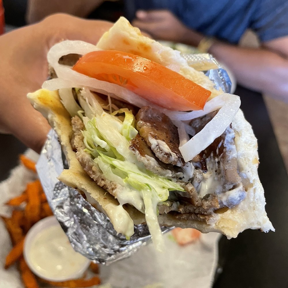 Inside a regular gyro pita Inside a regular gyro pita