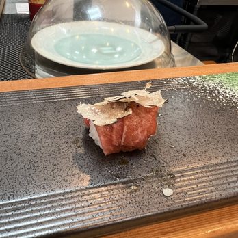 Domo Sushi - Chutoro Three Layer's Toro With Truffle Nigiri - Sushi Bars Near Me - New York, New York Domo Sushi - Chutoro Three Layer's Toro With Truffle Nigiri - Sushi Bars Near Me - New York, New York