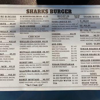 Sharks Burger - Menu 9/17/2023 - Burgers Near Me - Leander, Texas