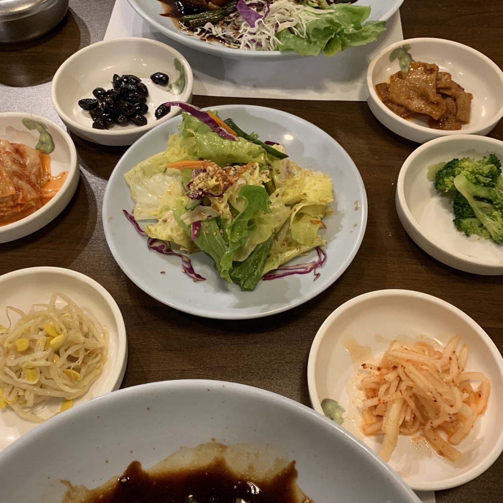 Golden Durebak - Veggies, noodles, salads and kimchi that were served with our entrees. - Korean Near Me - Buffalo Grove, Illinois