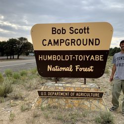 Bob Scott Campground - The road sign for Bob Scott Campground situated right off the Loneliest Road in America.