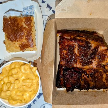 Pig Beach BBQ - Combo w.One Meat (1/2 rack of ribs) & 2 small sides (corn bread & mac n cheese).... $28. - Barbeque Near Me - Astoria, New York