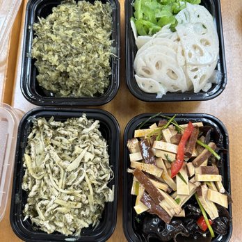 Cindy's Kitchen - Shredded pork w snow cabbage, bitter melon, lotus roots, tofu chili oil, wood ears, pickled shredded cabbage - Taiwanese Near Me - Hacienda Heights, California
