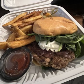BRU Burger Bar - Brownsburg - Viking Farms Lamb burger w/ Fries - Burgers Near Me - Brownsburg, Indiana