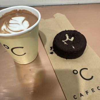 Cafecito - Macchiato with double shot of espresso and Chocolate Tahini Tart - Coffee & Tea Near Me - Amsterdam, New Hampshire