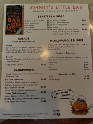 Menu photo 3 Johnny's Little Bar Cleveland, OH