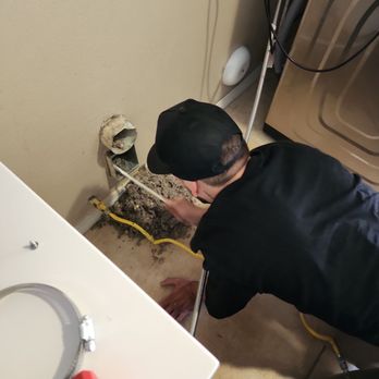 Air Duct Professionals - Aaron hard at work! Able to clear duct of compacted Lint! - Heating & Air Conditioning/HVAC Near Me Air Duct Professionals - Aaron hard at work! Able to clear duct of compacted Lint! - Heating & Air Conditioning/HVAC Near Me