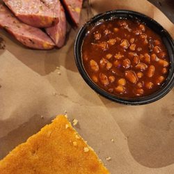 Mission BBQ - Jalapeño and cheddar smoked sausage with beans and cornbread.