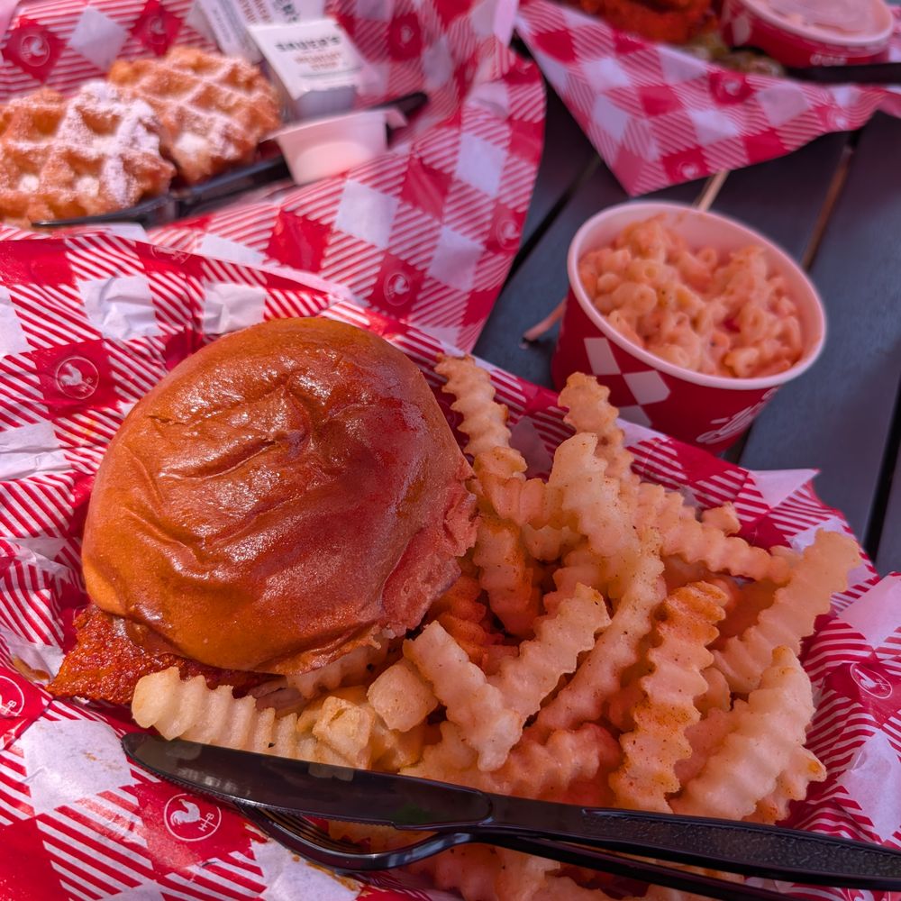 hot chicken sandwich. get the tenders though, way better value hot chicken sandwich. get the tenders though, way better value