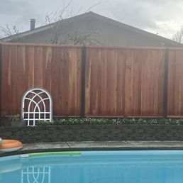 Our new fence.  Board on board style.