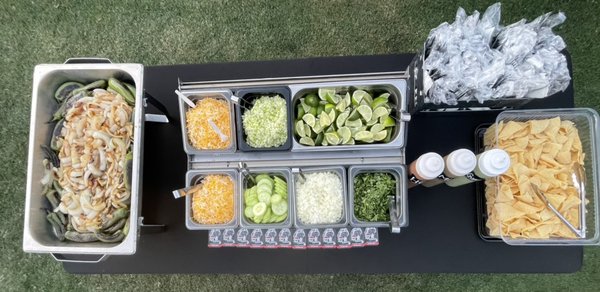 Topping Bar - Level up your taco game with Tacos Trafi’s epic Topping Bar! 🥑🧅🌶️
From fresh salsas to creamy guac and everything in between, guests build their perfect bite. It’s all about flavor, fun, and options that hit every craving. Topping Bar - Level up your taco game with Tacos Trafi’s epic Topping Bar! 🥑🧅🌶️
From fresh salsas to creamy guac and everything in between, guests build their perfect bite. It’s all about flavor, fun, and options that hit every craving.