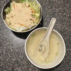 Domo Steak & Sushi - Soup and salad with ginger dressing