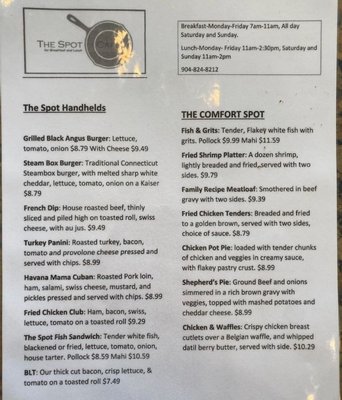 Menu photo 4 The Spot Cafe Saint Augustine, FL