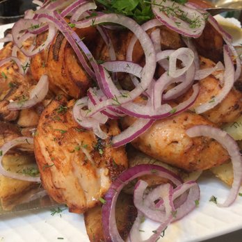 Skovorodka - Chicken kabob was juicy but too salty for my taste. Came with tasty fried potatoes though. - Russian Near Me - Brooklyn, New York