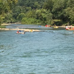 Siloam Springs Kayak Park - After going down the rapids there is a very shallow part which allows the kids to stand up and get out.