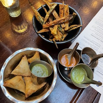 Dishoom - Okra fries & samosas - Indian Near Me - London, XGL Dishoom - Okra fries & samosas - Indian Near Me - London, XGL