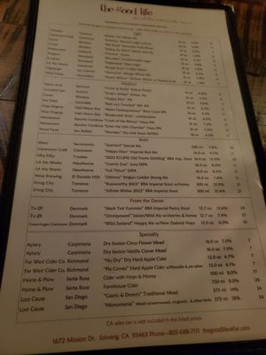Menu photo 4 The Good Life Solvang, CA Menu photo 4 The Good Life Solvang, CA