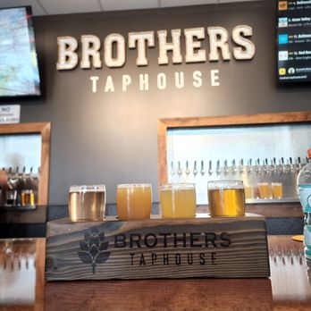 Brothers Taphouse - a row of beer glasses on a bar - Wine Bars Near Me - Lincoln, California