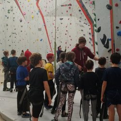 High Point Climbing and Fitness - Dawson being awesome, explaining the walls on the "bigger" side.