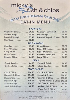 Menu photo 2 Micky's Fish Bar London, XGL Menu photo 2 Micky's Fish Bar London, XGL