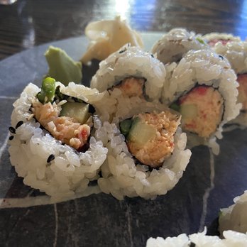 Yellowtail Japanese Restaurant & Lounge - Popping Spicy Crab Roll (Watermelon Pop Rocks, Asparagus, Cucumber). Wonderfully crafted. - Japanese Near Me - Las Vegas, Nevada
